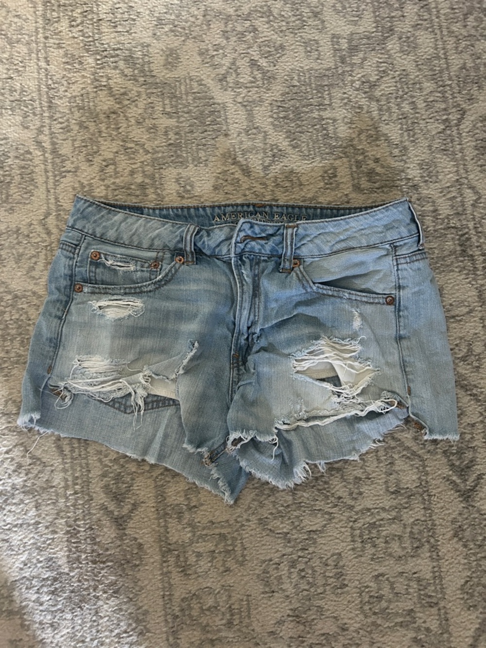 American Eagle Outfitters Light Blue Distressed Denim Cutoff Shorts